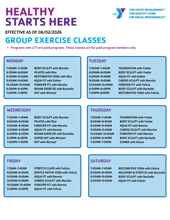 Chino Group Exercise Schedule