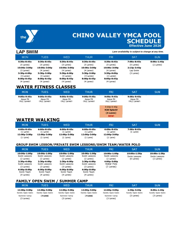 June Pool Schedule