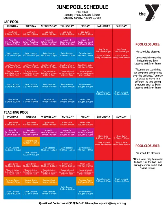 June Pool Schedule