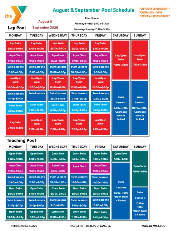 Aug-Sept Pool Schedule