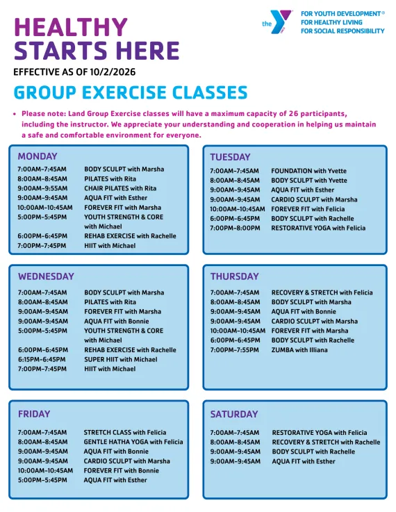 Chino Group Exercise Schedule