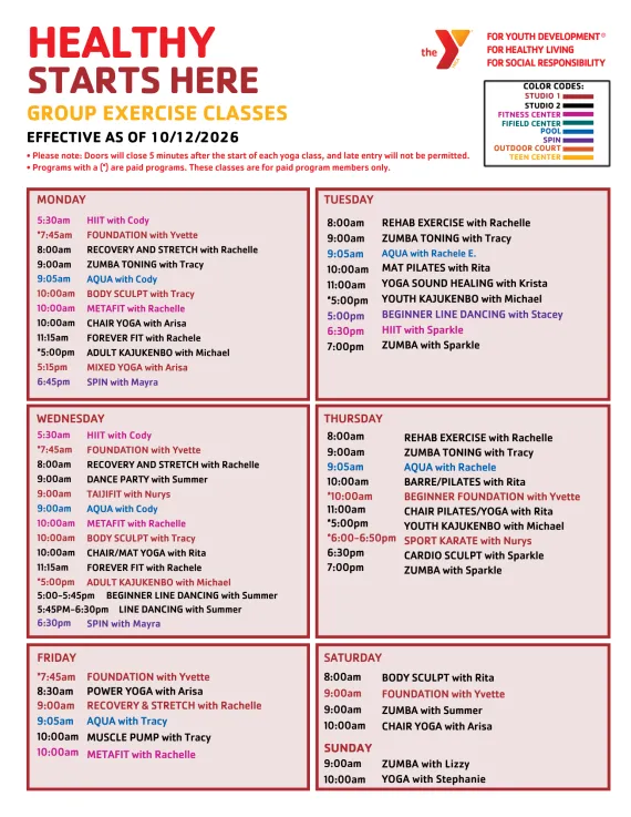 Upland Group Exercise Schedule